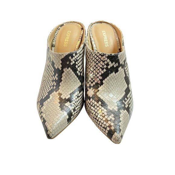 Snake Print Pointed Toe Mule Heels Womens Size 6.5 Slip-On Shoes By Express - Picture 3 of 12